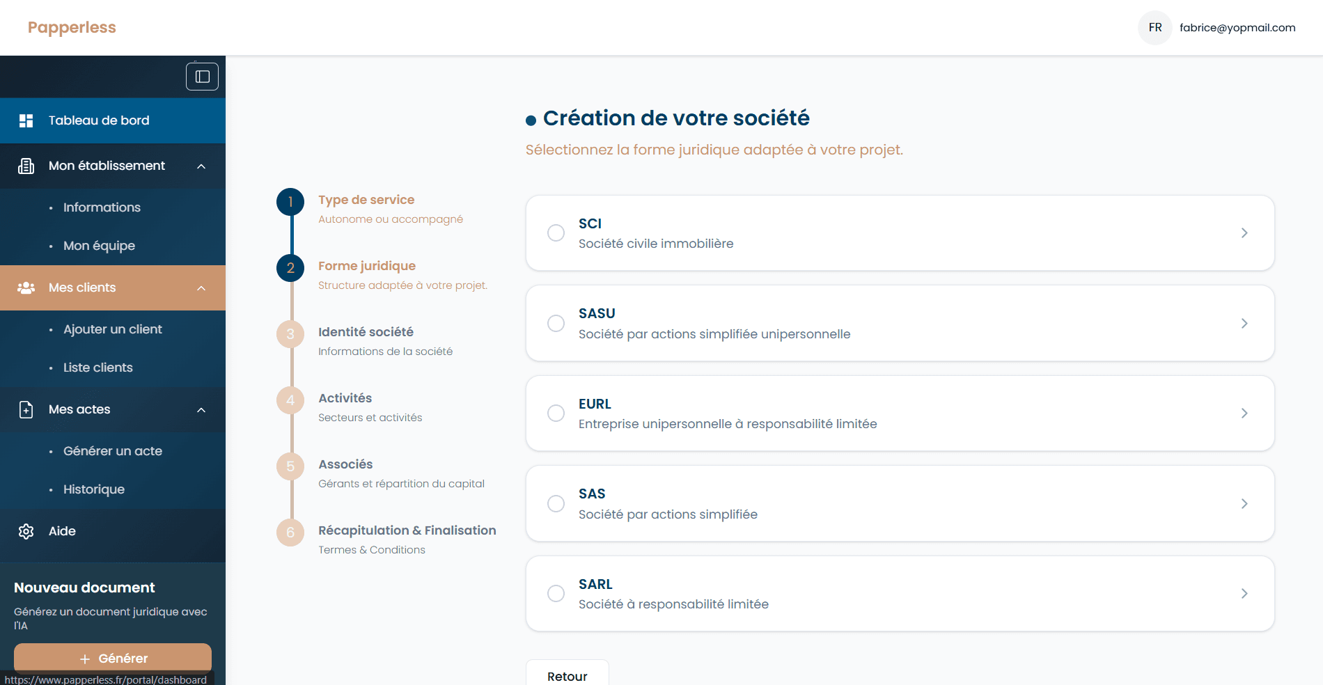 Création de société Papperless